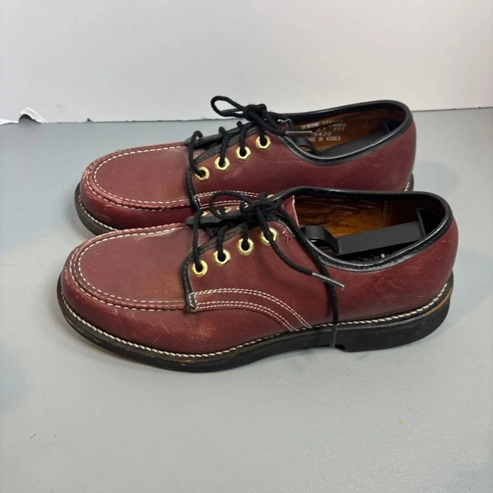 Vintage Moc Toe Oxford Shoes Mens 9D‎ Burgundy Leather Workwear Heritage Korea